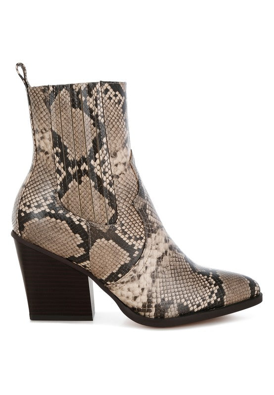 Cornus Snake Print Ankle Boots