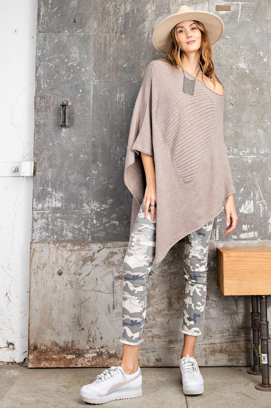 HEART OF HEART PONCHO KNIT SWEATER