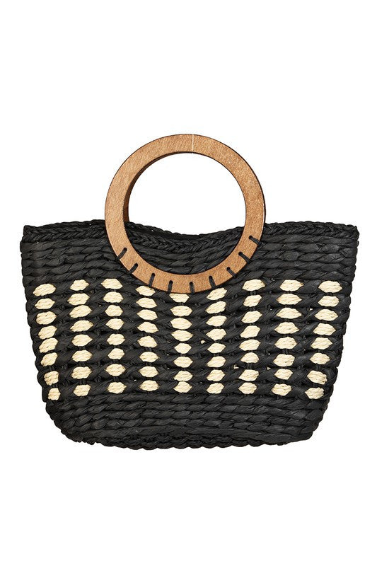 Small Braided Round Handle Tote Bag