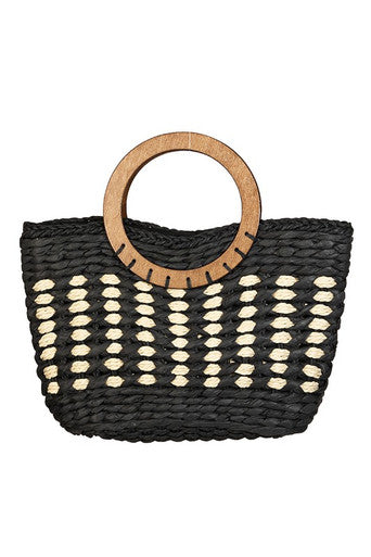 Small Braided Round Handle Tote Bag
