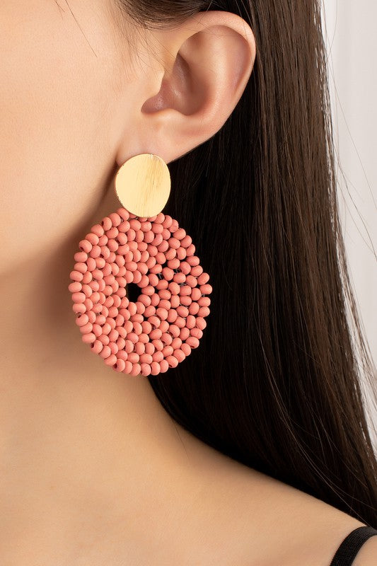 B A C K IN S T O C K wood disk drop earrings