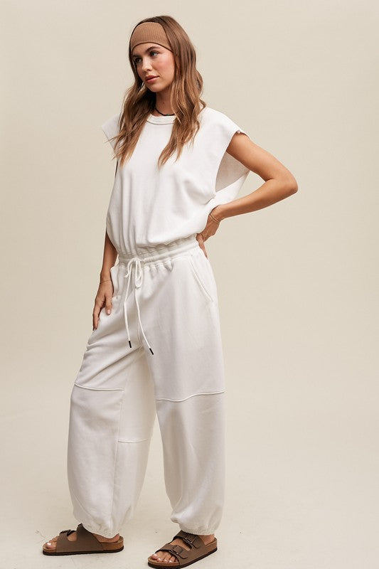 Athleisure French Terry Loose Jogger Jumpsuit