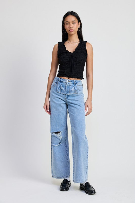 LAYERED STRAIGHT LEG DENIM PANT