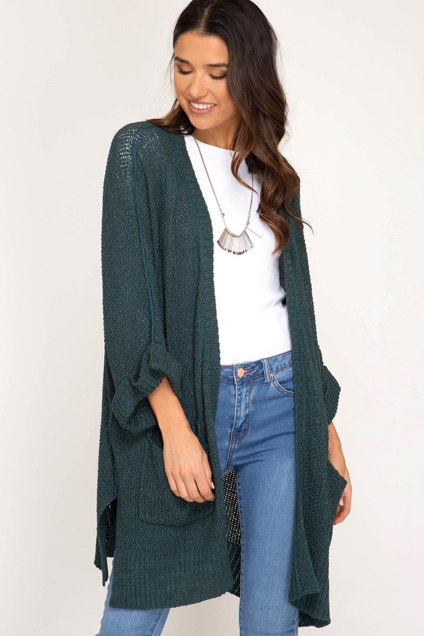 SUSAN OPEN SWEATER CARDIGAN WITH POCKETS