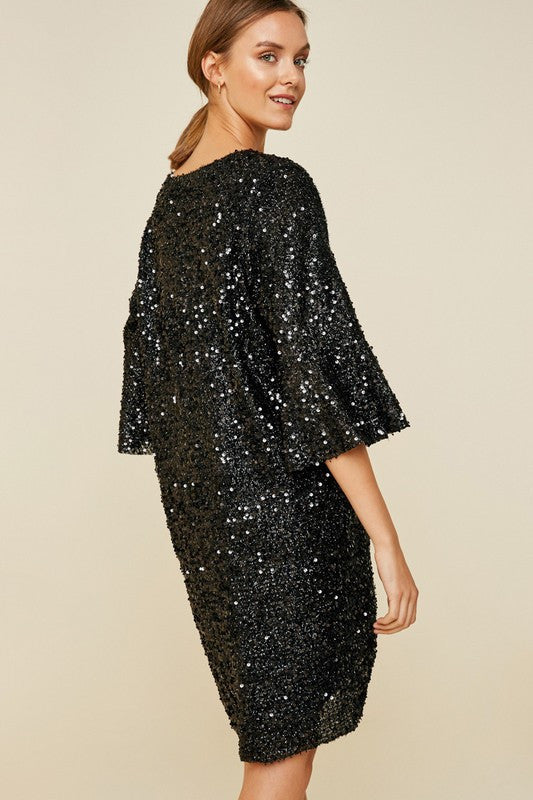 SEQUIN BELL SLEEVE KIMONO