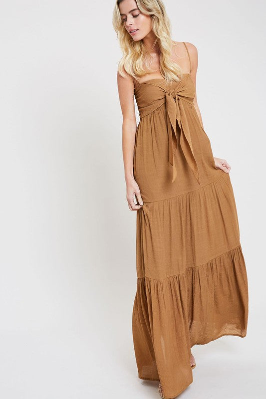ISLAND TIE-FRONT TIERED MAXI DRESS