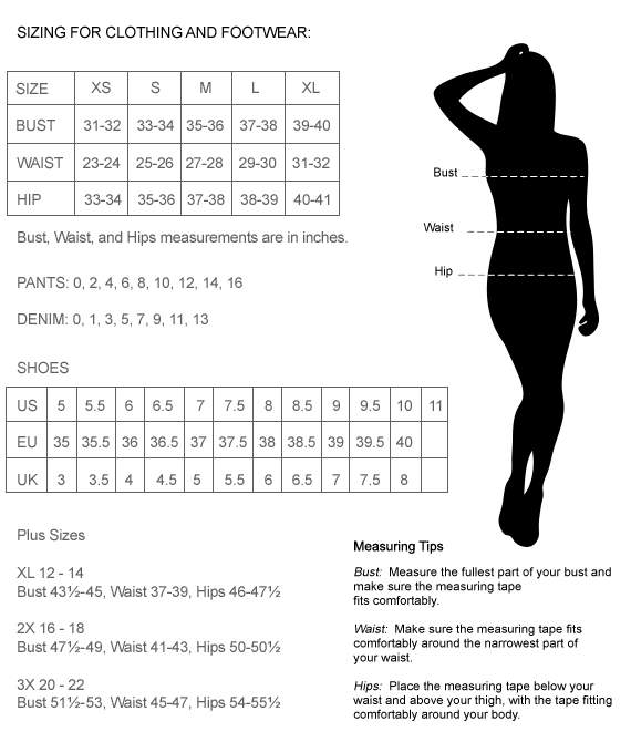 Sizing Guide - Women's Apparel  BSF – Boutiques San Francisco